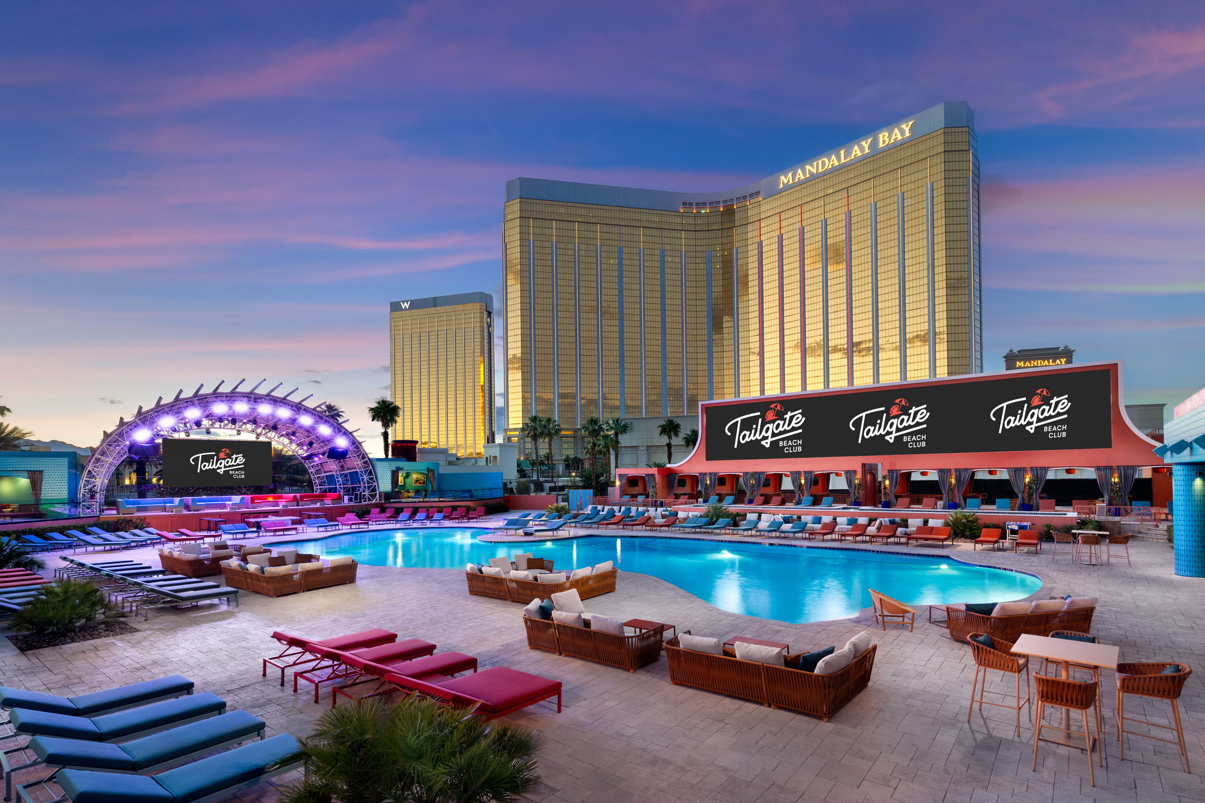 Inside Tailgate Beach Club — the main room