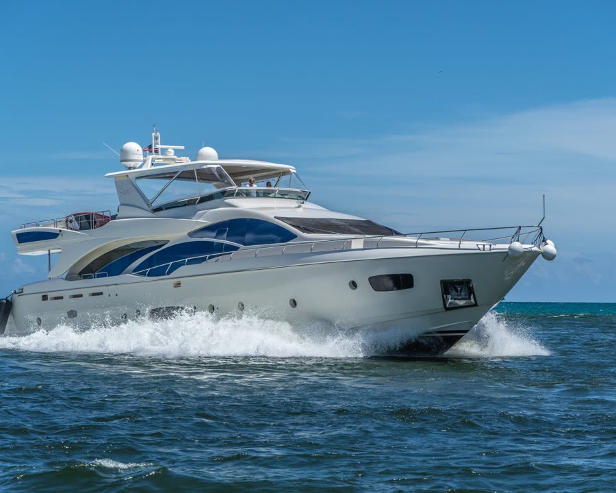 Sleek private yacht cruising Biscayne Bay