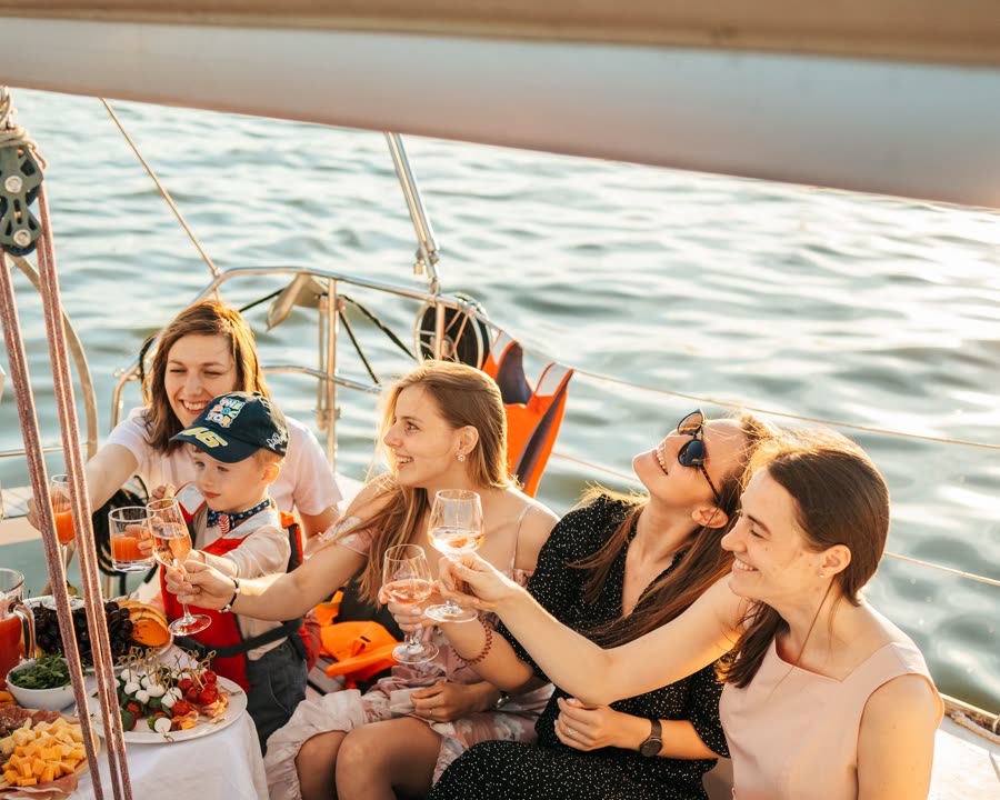 Golden-hour champagne toast on a yacht in Miami